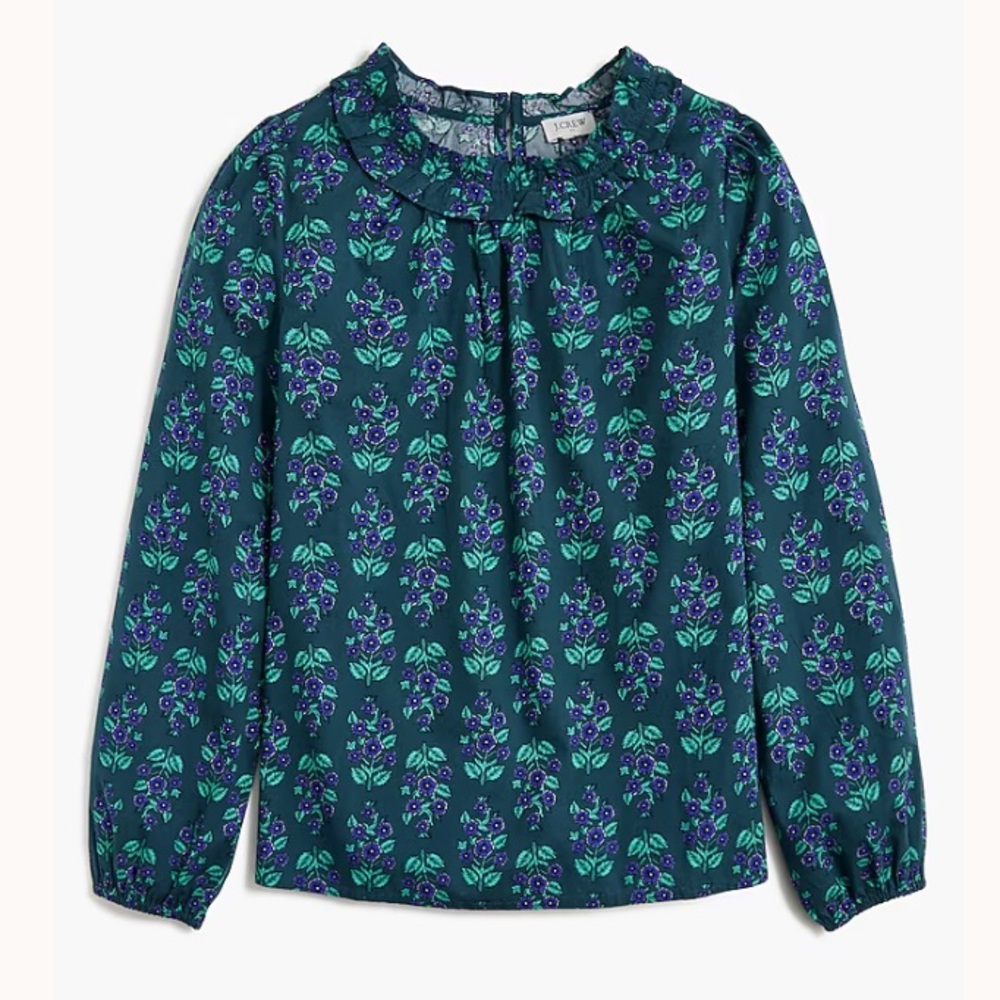 J. Crew Long Sleeve Ruffle Beck Blouse 100% cotton